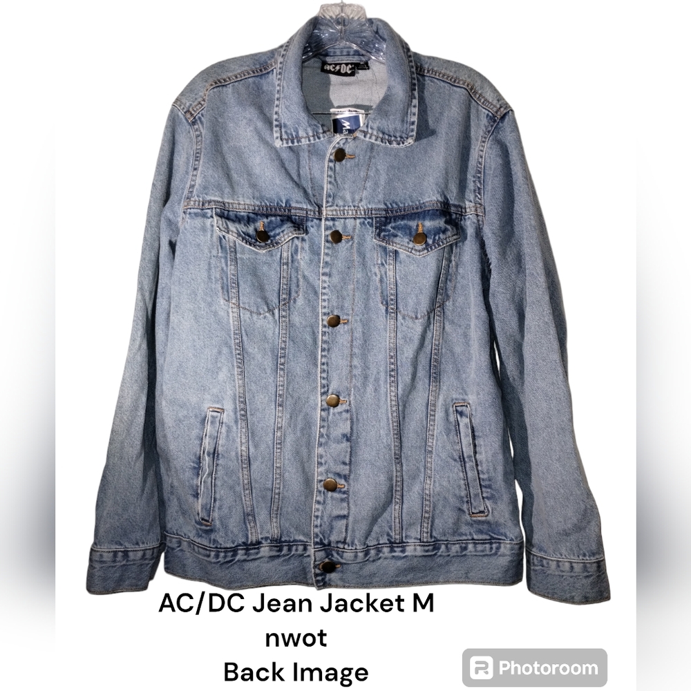 AC/DC Denim Jacket M Band patch back blue nwt